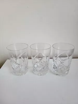 Buy Set Of 3 Vintage Retro Cut Glass Whiskey Drinking Glasses Tumblers • 6£