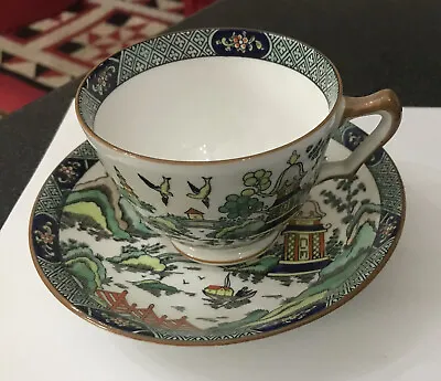 Buy Vintage Crown Staffordshire Chinese Ye Olde Willow Oriental Tea Cup & Saucer • 35£