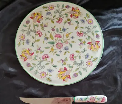 Buy Minton Haddon Hall Green  Gateaux Cake Cheese Plate Large Bread And Butter • 39.99£