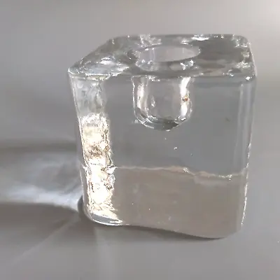 Buy Modernist Art Glass Candle Holder Chunky Vintage Ice Cube Svend Jensen Sweden 3  • 14.50£