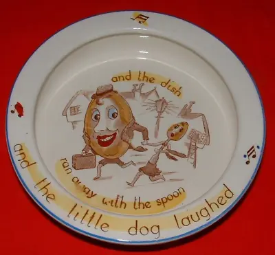 Buy Vintage Hey Diddle Diddle Nursery Rhyme Baby Plate / Dish - Kirkham Pottery • 24.99£