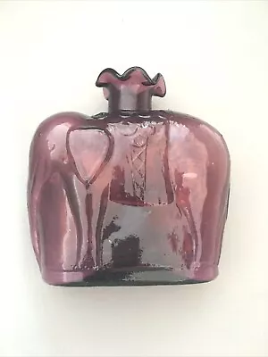 Buy Vintage Amethyst Purple Glass Elephant Vase Bottle Ruffled Edge 5.5  • 36.44£