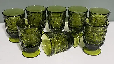 Buy 8 Vintage Indiana Whitehall Colony Cubist Juice Tumblers Dessert Glasses Green • 30.17£
