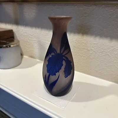 Buy Antique Richard Loetz Blue Flower Cameo Glass Cabinet Vase 7  • 283.94£