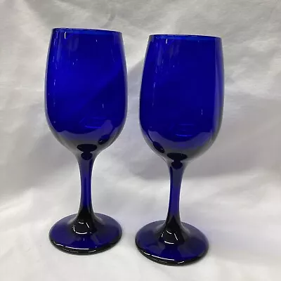 Buy Pair Of Cobalt Blue Glass Goblets • 30£