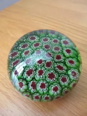 Buy VINTAGE RED, GREEN & WHITE MILLEFIORI GLASS PAPERWEIGHT - 5.8cm Tall - 448grams • 4.99£