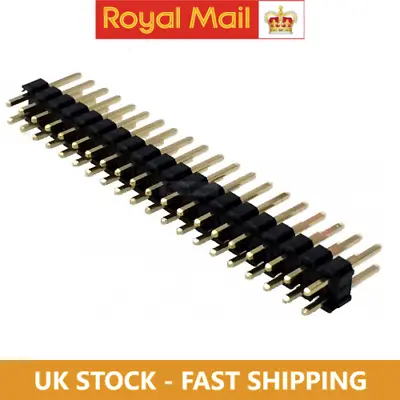 Buy 40 Pin Male 2.54mm Pitch Header Pins Double Row 2 X 20 Pin Connector Strip • 2.40£