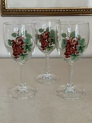 Buy Set 3 Royal Doulton Vintage Grape Wine Glasses Goblets • 37£