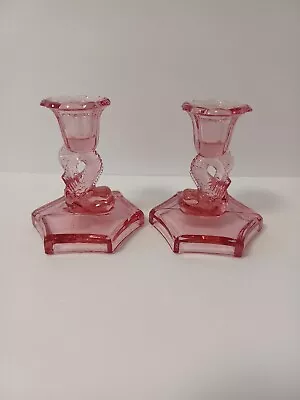Buy Vintage Viking Glass Pink Koi Fish 4  Candle Holders  • 28.42£