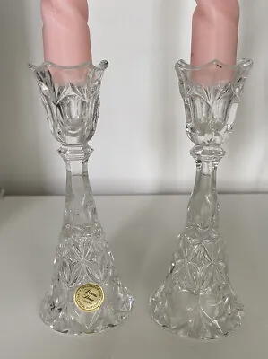 Buy 2 Vintage Princess House 24% Lead Crystal Clear Glass Dinner Candle Holders • 17.50£