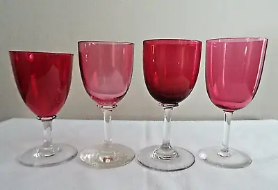 Buy 4 X VINTAGE CRANBERRY SMALL WINE GLASSES • 14.95£