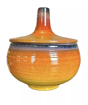 Buy Vintage Haeger Early American Mid Century Modern Orange Pottery Bowl W/Lid 8” • 43.21£
