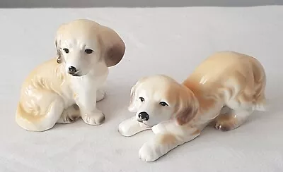 Buy Two Bone China Puppies / Dogs - Golden Retriever /  Labrador Figurines Ornaments • 9.99£