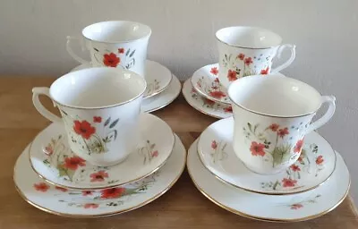Buy Royal Vale Red Popies Tea Cup And Saucer • 24.99£