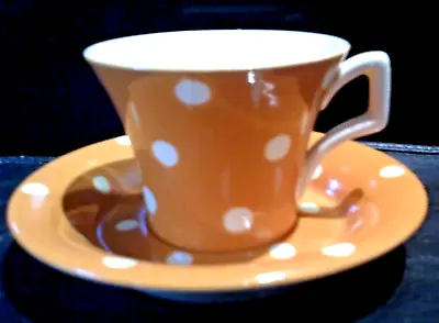 Buy Vintage Bristol Pottery Orange Polka Dot Demitasse Coffee Cup & Saucer • 5.50£