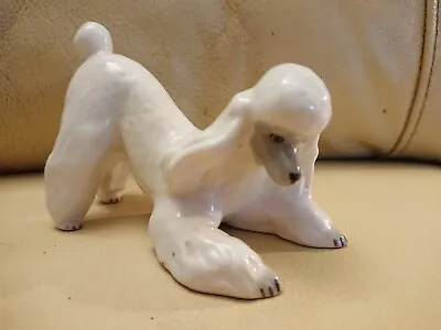 Buy Vintage Lomonosov USSR Playing Lying White And Grey Poodle Figurine Ornament Dog • 35£