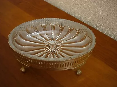 Buy Sowerby Art Deco Clear & Frosted  Bowl With Silver Plated Stand • 12£