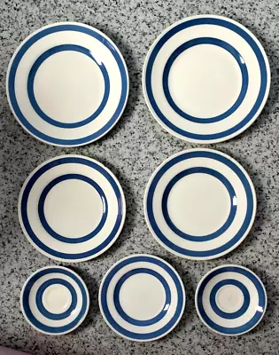 Buy Staffordshire 1950s Chef Ware Striped Blue & White 7 Piece Dinnerware Set • 45£