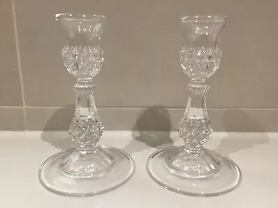 Buy Vintage Pair Of Glass Candlesticks, Holders, 17 Cms • 12.99£