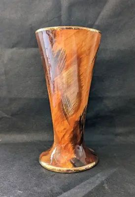 Buy Vintage  Oldcourt Ware  Lustre Hand Painted Vase, Amber & Brown Color • 10£