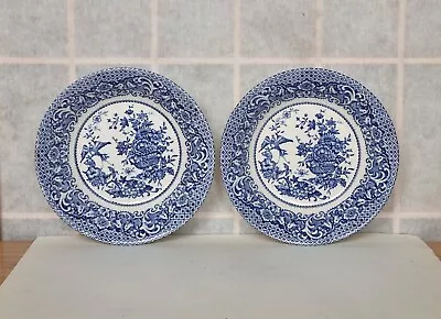 Buy English Ironstone Asiatic Pheasant Bowl Pair Blue White China Vintage • 18.50£