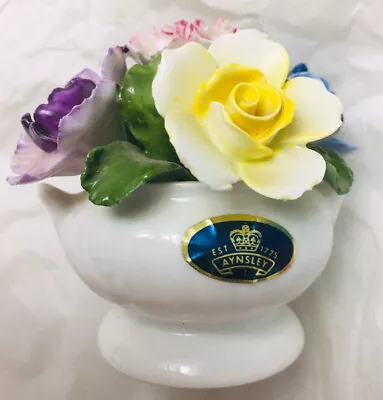 Buy Aynsley Fine Bone China Flower Posy In Vase September Muxed Flowers Vintage Bnib • 19.99£