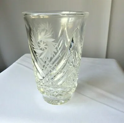 Buy Vintage 1960s Bohemian Czech Vase 24% Lead Crystal Zephyr Pinwheel Cut Etched   • 1.99£