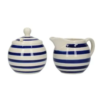 Buy London Pottery Out Of The Blue Milk Jug Sugar Bowl Blue & White Stripes • 18£