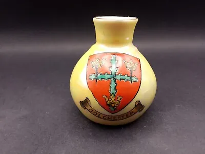 Buy Crested China - COLCHESTER Crest - Vase, Orange/Yellow Lustre - Unmarked. • 5.60£