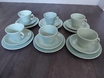 Buy 6 Woods Ware Beryl Trios - Cups Saucers Plates - Green WW2 Utility Ware • 25£