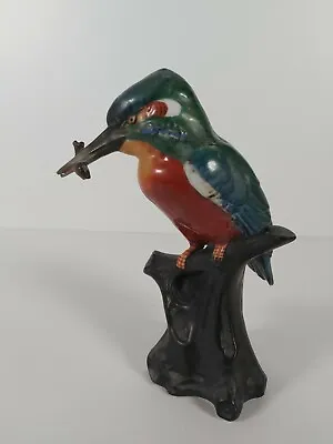 Buy Old Bird Figurine Of Green Kingfisher, Possibly Made By German Appr.16cm Tall  • 37£