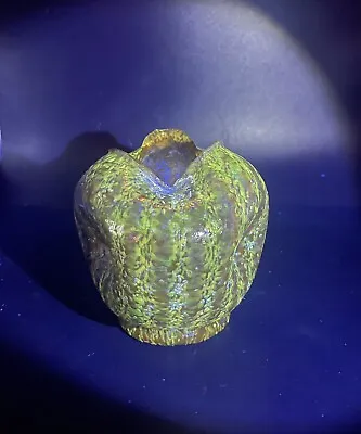 Buy Antique UV Dugan Frit Art Glass C.1910 Opal Crackle Amethyst Glass Pinched Vase • 59.01£