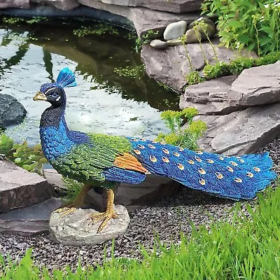 Buy Peacock Sculpture 53cm Garden Ornaments Outdoor Home Decor The Enchanted Garden • 29.99£