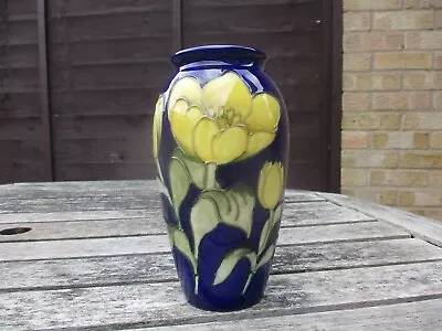 Buy Moorcroft  Pottery Yellow Tulip On Blue Pattern Vase • 195£