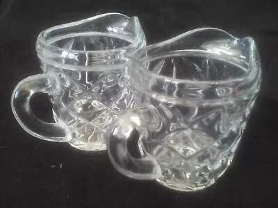 Buy Milk Jugs/creamers X 2, Crystal-cut Style Clear Pressed Glass, Art Deco Period • 12£