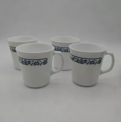 Buy Vtg Corning Corelle Old Town Blue Set Of 4 Coffee Mugs 8 Oz M' Wave In USA A25 • 28.41£