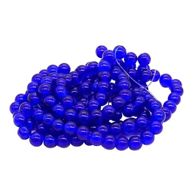 Buy Dark Blue Glass Crackle Beads 100x 8mm • 3.09£