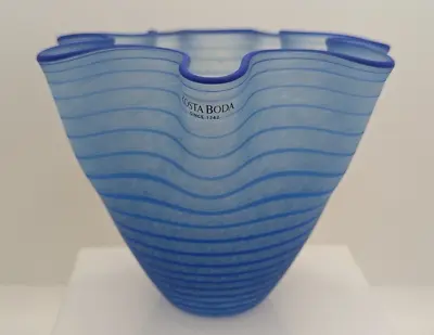 Buy KOSTA BODA Carmen Artist Col Ulrica Hydman Vallien Blue Ruffled Rim Glass Vase • 20£