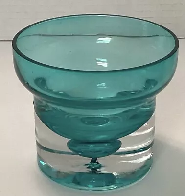Buy Vintage Teal Green Glass Votive Candle Holder With Bubble Base • 19.21£