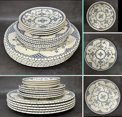 Buy 14 Pcs Copenhagen English Ironstone Blue White Part Dinner Set Side & Tea Plates • 12.95£