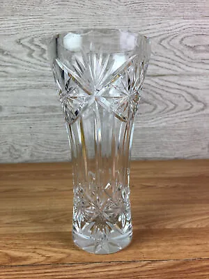 Buy Beautiful Crystal Cut Glass Vase With Fan Diamond And Star Patterns 9  Tall  • 22.49£