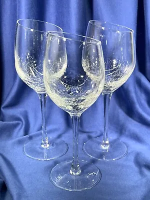 Buy Pier 1 Wine Glasses Crackle 9  Angle Slant Rim Clear 12 Oz LOT Of 3 • 67.23£