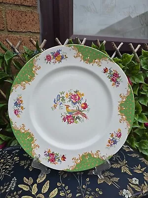 Buy Vintage Paragon Rockingham Green Large Dinner Plate 10¾  Green Floral Border  • 10£