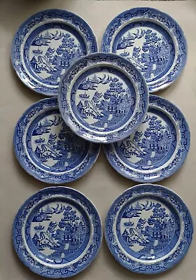 Buy Seven Antique Georgian Plates C1820 Blue White Pearlware Transfer - Excellent  • 25£