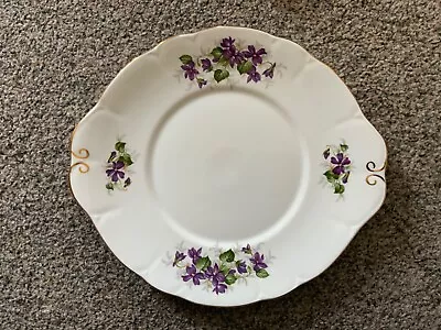 Buy Duchess Violets Cake Serving Plate Violet Flowers Eared Plate • 7£