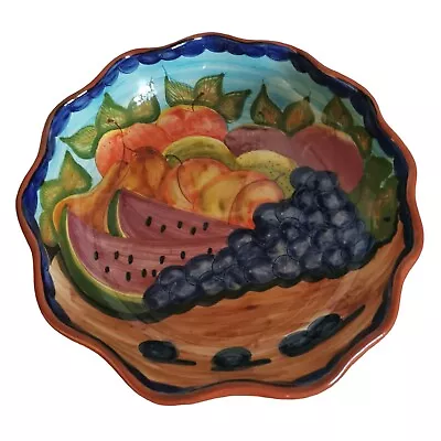 Buy Vintage Portuguese Terracotta Fruit Bowl - Hand Painted Glossy & Multicoloured  • 24.99£