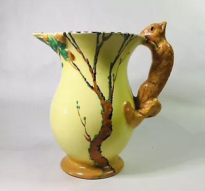 Buy Vintage Burleigh Ware Art Deco Yellow Woodland Squirrel Handle Jug Pitcher Vase • 24£