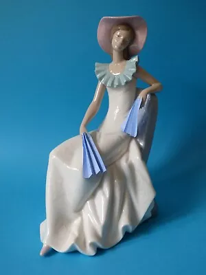 Buy Large Tall Collectable Lladro Nao Lady Girl Relax Fan Figurine A/f Free Uk P+p • 39.89£