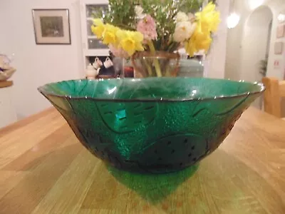 Buy 1960s Green Pressed Glass Fruit Bowl. • 4.99£