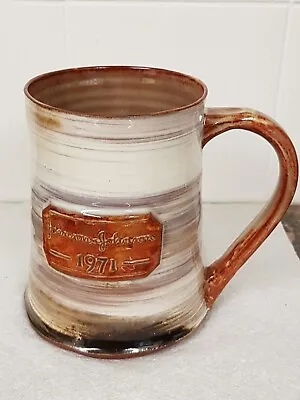 Buy Vintage Wold Pottery Earthenware Tankard For Johnson & Johnson 1971 Cream/Brown • 12.95£